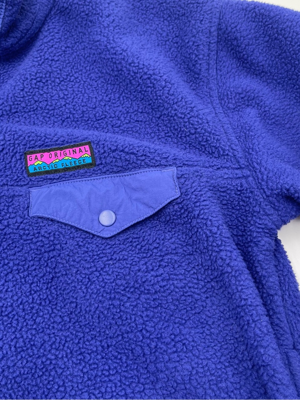 GAP Kids Arctic Fleece 1/4 Snap Pullover in Cobalt Sz Small 6-7 Cozy Casual - Picture 2 of 9